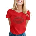 thumbnail image 1 of Cathalem Womens Tshirts Ribbed Knit Slim Fit T Shirts 2024 Summer Casual Basic Solid Tee Top,Red XXL, 1 of 5