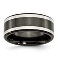 thumbnail image 1 of Titanium Black Ti with Sterling Silver Inlay 9mm Polished Flat Band Ring 10 Size, 1 of 6