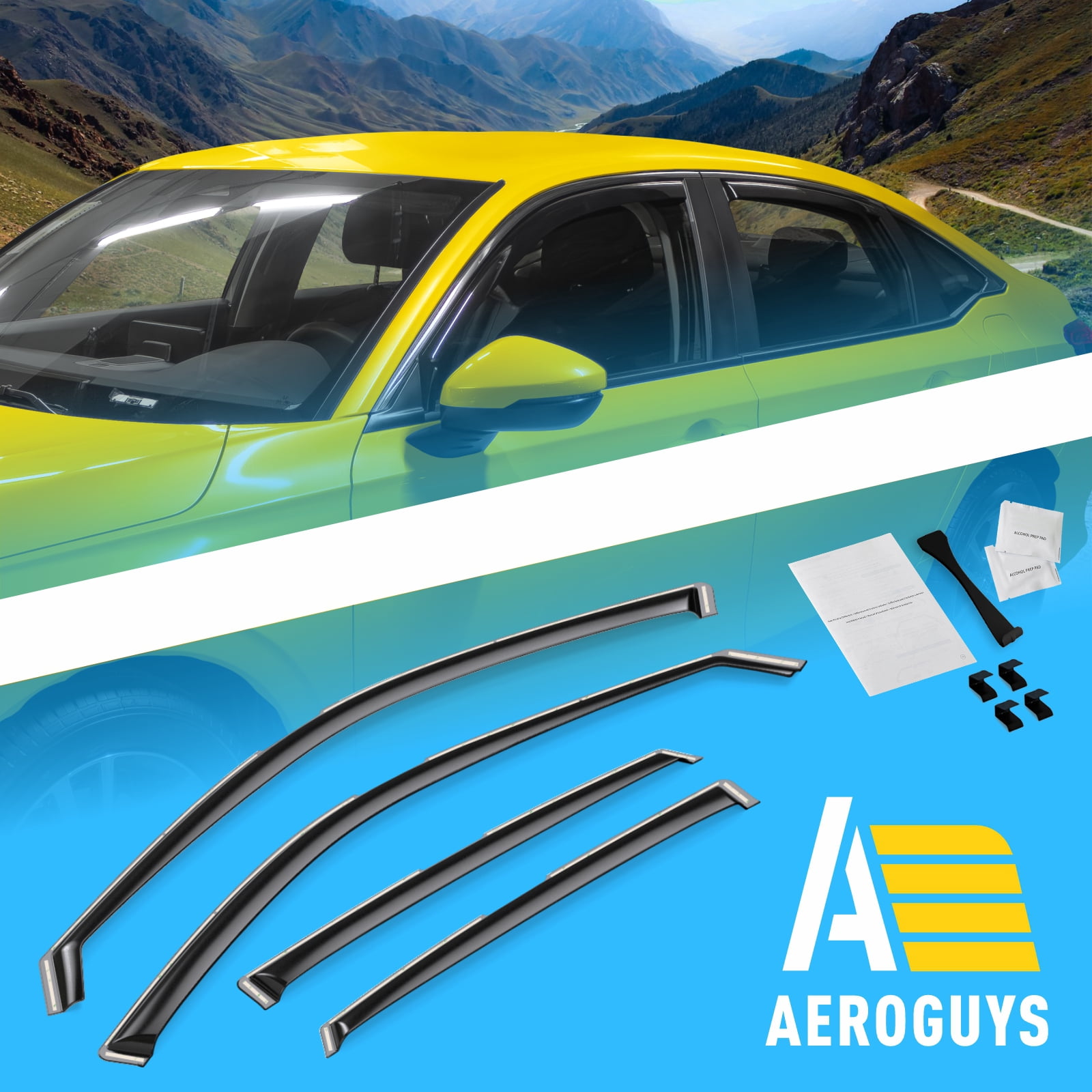 Extra Durable Window Deflectors in-Channel Window Visors Rain Guards Fit for Honda Civic 2022-2026 Sedan, Sun Visors, Wind VentVisors, Vent Shades, Exterior Car Accessories - 4 pcs. AG0834
