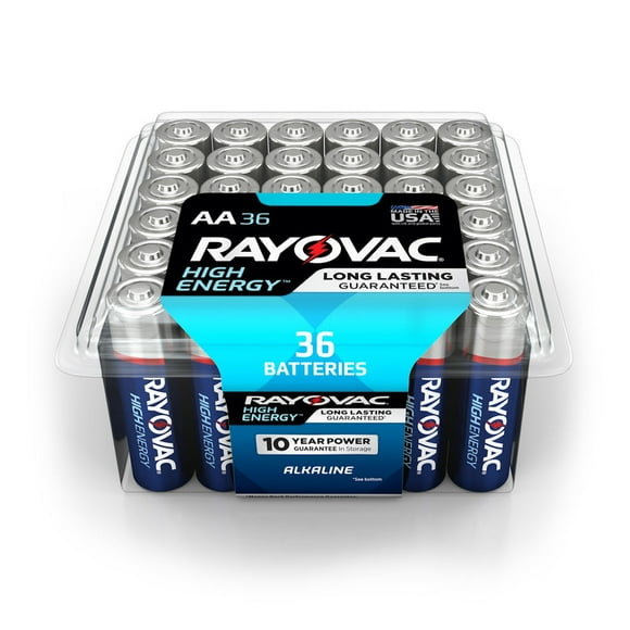 Pilas alcalinas AA de alta energía Rayovac, 36 unidades, tipo Clamshell