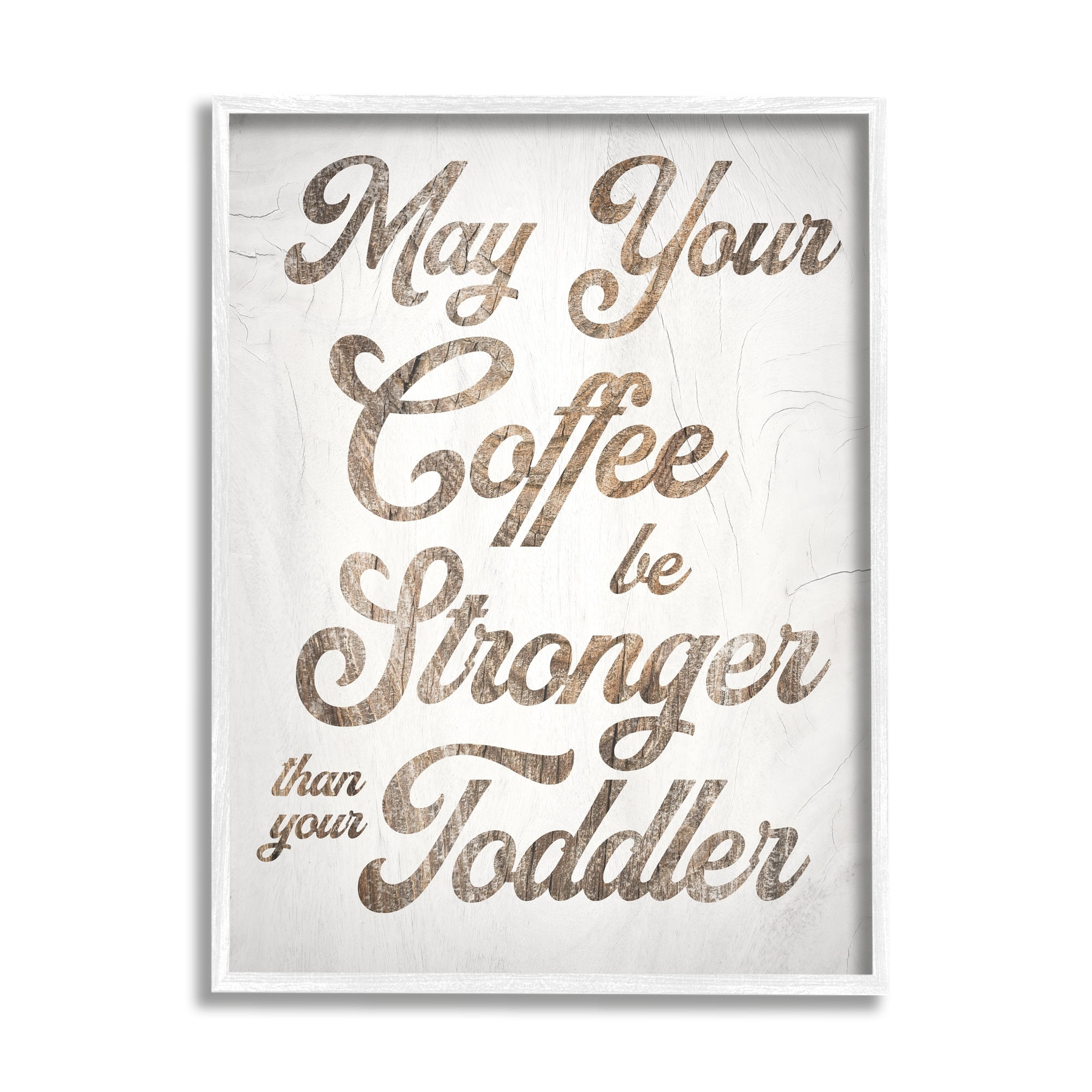 Stupell Industries Strong Coffee Vintage Grain Pattern Kitchen Typography Graphic Art White Framed Art Print Wall Art, Design by Daphne Polselli