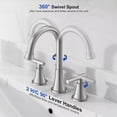 thumbnail image 3 of Bathroom Sink Faucet 3 Hole Brushed Nickel Widespread Basin Vanity Mixer w Drain, 3 of 11