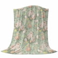 thumbnail image 6 of Green Flowers Blanket Soft Cozy Warm Throw Blanket for Couch, Plush Fuzzy Flannel Fleece Blankets for Sofa, Farmhouse Botanical Floral Leaves Art Bed Blankets Lightweight Gifts for Women, 40"x50", 6 of 9