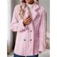 thumbnail image 5 of Abrigo de Felpa para Mujer, Cómodo, Informal, Cálido, con Cuello de Traje, Cruzado, Medio. Rosa L, 5 of 10