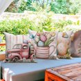 thumbnail image 5 of Happy Easter Pink Throw Pillow Covers 18x18 Set of 4,Cute Bunny Rabbit Eggs Decorative Pillow Cases for Bedroom Sofa Couch, 5 of 6