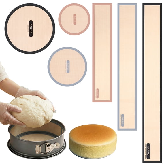 3 Set Silicone Baking Mat for 6, 8, 10 Inch Springform Pan Protector Stop Cake from Sticking to Bottom and Side Easy Clean Nonstick Silicone Liner for Baking Cheesecake Pan (Khaki)