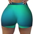 thumbnail image 2 of Gukieu Green Turquoise Teal Print Women's Sports Shorts, Elastic Waist High Stretch Running Yoga Gym Sweatpants-XX-Large, 2 of 8