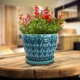 thumbnail image 6 of Southern Patio 12 Inch Ceramic Clay Mayer Flower Planter & Saucer Tray, Seafoam, 6 of 6