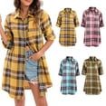 thumbnail image 3 of Camisa larga de mujer Botones de manga larga a cuadros Camisas sueltas ocasionales CACAGOO Camisa de las mujeres, 3 of 7