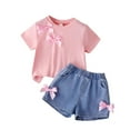 thumbnail image 2 of ATOGUTA Big Girls Outfits T-Shirt Tops and Jeans Shorts 2PCS Girls Summer Outfits Pink, Size 4-8 Years, 2 of 6