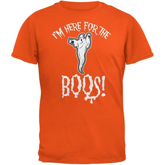 Halloween Men's I'm Here For The Boos Orange Short Sleeve Graphic Tee