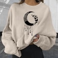 thumbnail image 4 of Puliio Women's Crew Neck Sweatshirt Boho Moon Butterfly Graphic Print Loose Buttery Soft Long Sleeve Afternoon Tea Date Pullover Tops, 4 of 4