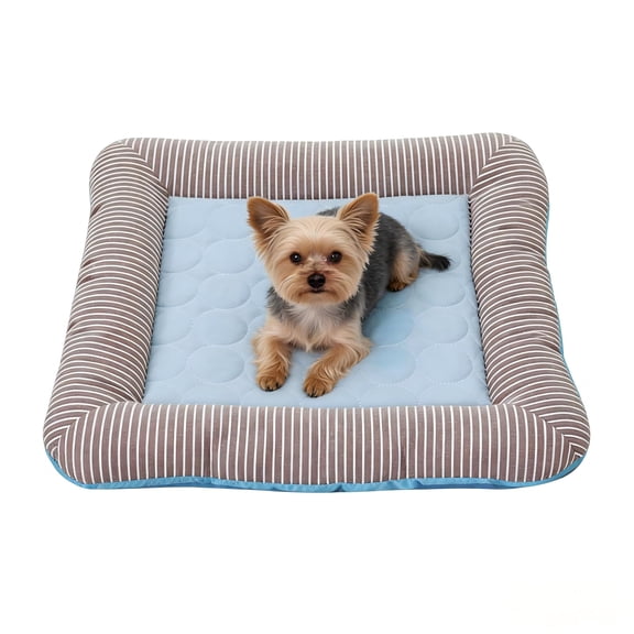 Hyknon Dogs Cats Pet Bed Mats, Striped Removable Dog Pad Couch, Rectangle All-Season Comfort Puppy Bed, Soft Warm Machine Washable Sleeping Kennel Mattress, Anti-slip Bottom Cushionn, Blue