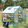 thumbnail image 2 of CDCASA 8.2x6.2 FT Quick Setup Polycarbonate Greenhouse with Roof Vent, Large Aluminum Walk-in Green House for Outdoor Garden Backyard, Black (8.2x6.2 FT,Green), 2 of 9
