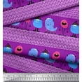 thumbnail image 2 of Soimoi Purple Modal Satin Fabric Monster Cartoon Print Fabric by the Yard 42 Inch Wide, 2 of 3
