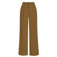 thumbnail image 3 of Oiangi Womens Wide Leg Dress Pants High Waisted Button Zipper Trousers Fall Casual Business Office Work Pant with Pockets Khaki M, 3 of 6