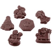 Chocolate World CW1406 Polycarbonate Candy Mold with 18 Christmas-Theme Cavities Same Mold as CW2260