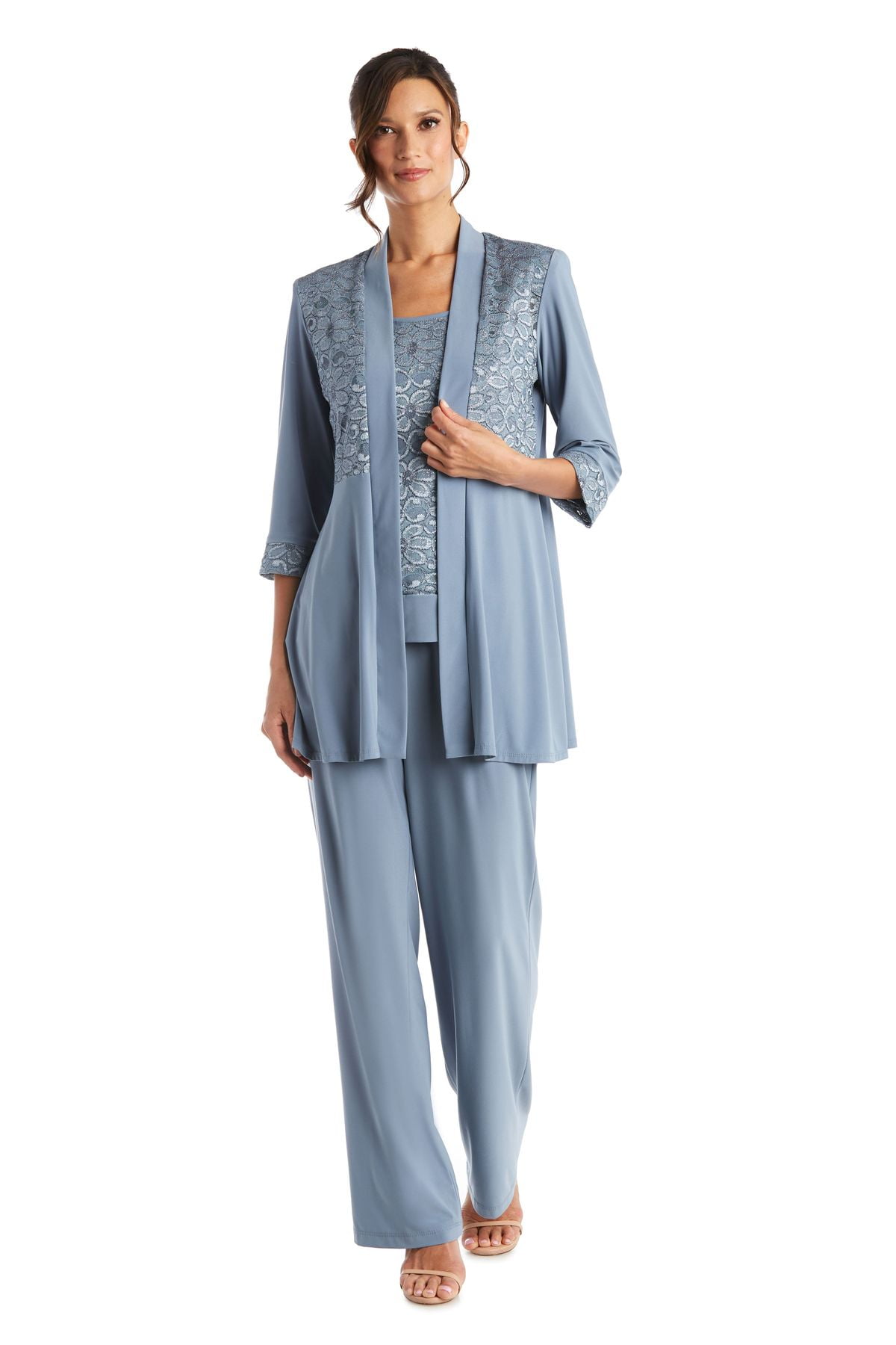 R&M Richards Women's Lace ITY 2 Piece Pant Suit Mother of the bride