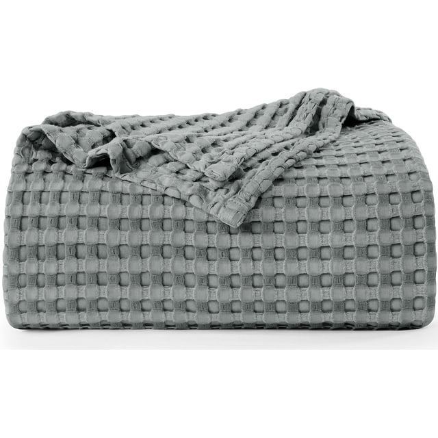 Manta Utopia Bedding de algodón con forma de gofre, 300 g/m², color gris frío, 90 cm