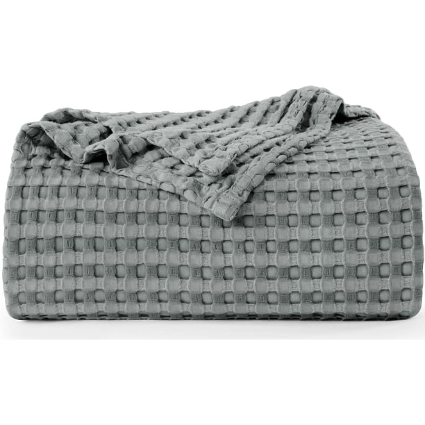 Manta Utopia Bedding de algodón con forma de gofre, 300 g/m², color gris frío, 90 cm