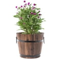 thumbnail image 1 of Small Wooden Whiskey Barrel Planter, 12" Dia 10" High, 1 of 11