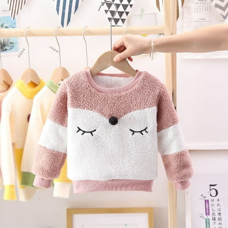 

DAETIROS Quick Drying Cartoon Toddler Baby Boys Girls Sweatshirt Funny Long Sleeve Skin Friendly Pullover Cute T Shirts Pink