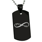 Stainless Steel You and Me Infinity Engraved Dog Tag Pendant Necklace