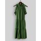 thumbnail image 4 of Mini vestido de mujer con volantes y cuello redondo sin mangas con lunares vestido de túnica plisada Abanopi Verde oscuro/Medio, 4 of 7