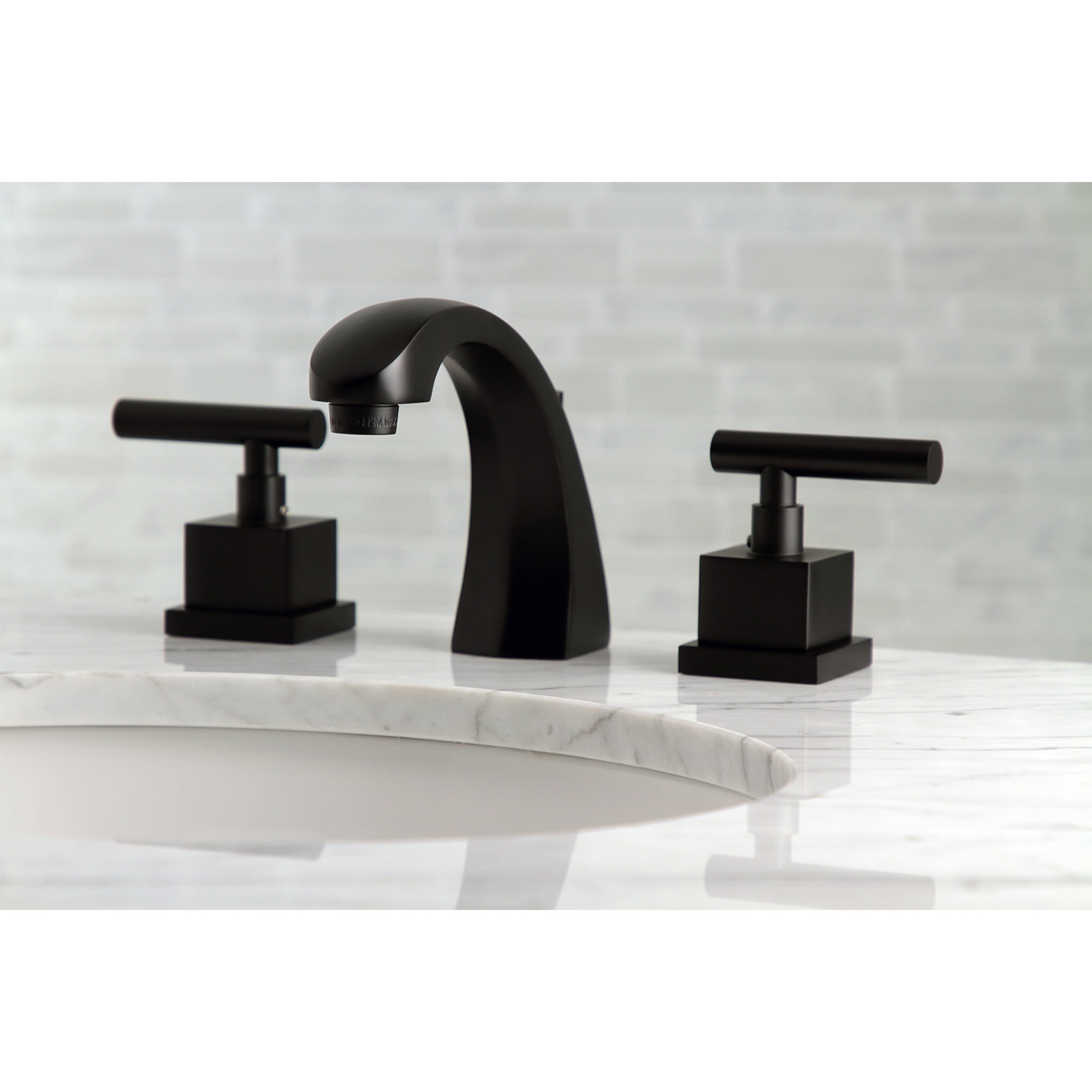 Kingston Brass KS4980CQL Claremont Widespread Bathroom Faucet with Brass Pop-Up, Matte Black