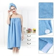 thumbnail image 1 of WALFRONT Ensemble d'Enveloppement Corporel Doux pour Femmes pour le Bain, Serviette de Douche Spa, Enveloppe de Bain avec Bonnet de Séchage des Cheveux Ajustable, Turban pour Cheveux, 1 of 8
