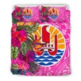 thumbnail image 3 of Tahiti Ensemble de Literie - Motif Hibiscus Polynésien Version Rose, 3 of 6
