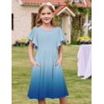 thumbnail image 3 of Arshiner Girl's Summer Dresses Ruffle Short Sleeve Swing Flowy Midi Casual Sundress with Pockets, 3 of 6