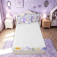 thumbnail image 4 of meiyoeat Daisy Floral K Letter Zipper Twin Comforter Sets with Fitted Sheet and 2 Pillowcases for Women Girls, Purple Princess Cartoon Zipper Bedding Set, Reversible, 4 Pieces, 4 of 6