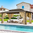 thumbnail image 4 of COBIZI 10x15ft Hardtop Gazebo, Polycarbonate Double Roof Aluminum Gazebo, Outdoor Waterproof Canopy Gazebo with Netting and Curtains for Backyard, Deck, Patio,Brown, 4 of 11