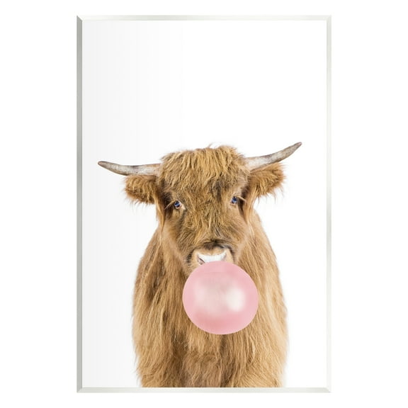 Stupell Industries Highland Cattle Bubblegum Animals & Insects Painting Unframed Art Print Wall Art, 10 x 15
