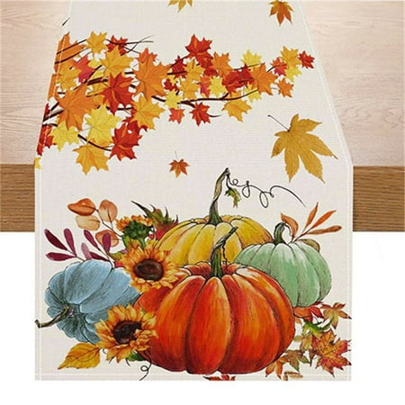 

QYY Autumn Thanksgiving Tablecloth Red Truck Autumn Home Decoration Orange Leaf Pumpkin Thanksgiving Table Decoration Coffee Table Restaurant Kitchen Entrance Desktop Fireplace Dec