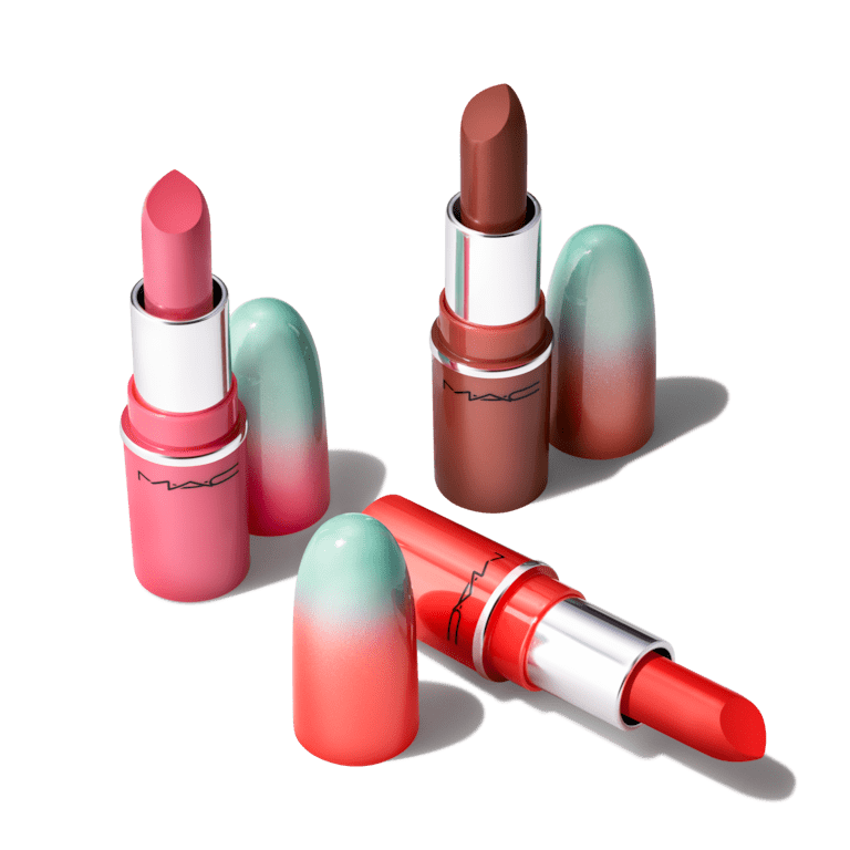 MAC Cosmetics Mini Lustreglass Lipstick Trio Set - Red Pink - Posh Pit & No Photos & Tnteaser 0.05oz Each