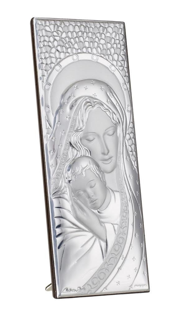 Italian Sterling Silver Argento Madonna and child Religious Icon Plaque ...