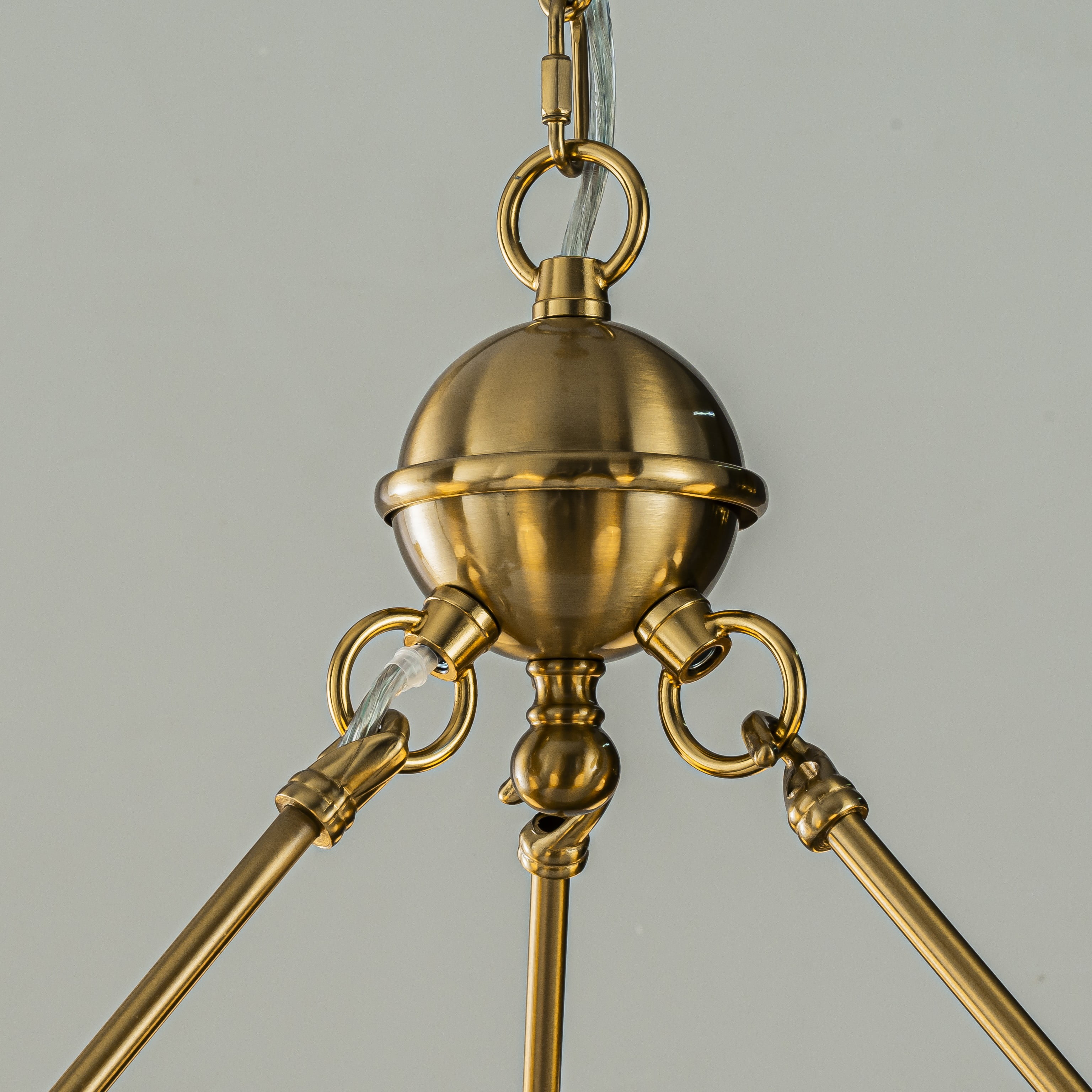 6-Light W34 in Vitage Brass Chandelier Untique Classic Lighting with White Fabric Lamp Shade for Dining Room