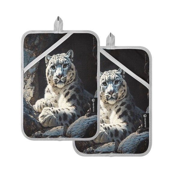 BZSMCE Pot Holder Oven Mitts Cooking baking Snow Leopard Painting Creative Pattern Size:7x9.8in