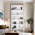 thumbnail image 3 of Resenkos Bookcase, Storage Display Open Bookshelf,4-Tier Leaning Free Standing Ladder Shelf Bookcase70.8" Bookcase, Large Bookshelf Organizer with 5-Tier Storage Shelves, 3 of 12