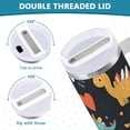 thumbnail image 3 of Yayeee 40oz Stainless Steel Tumbler with Straw and Handle Double-Wall Insulated Travel Water Bottle, Cute Dinosaur, 3 of 8