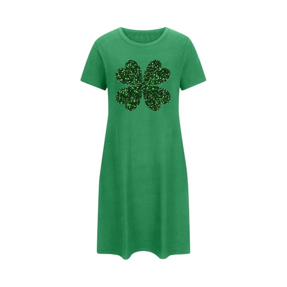biudgviw St Patrick's Day Women's Nightgown Print Short Sleeve Nightshirts Casual Soft Crewneck Oversized Sleepshirts S-5XL