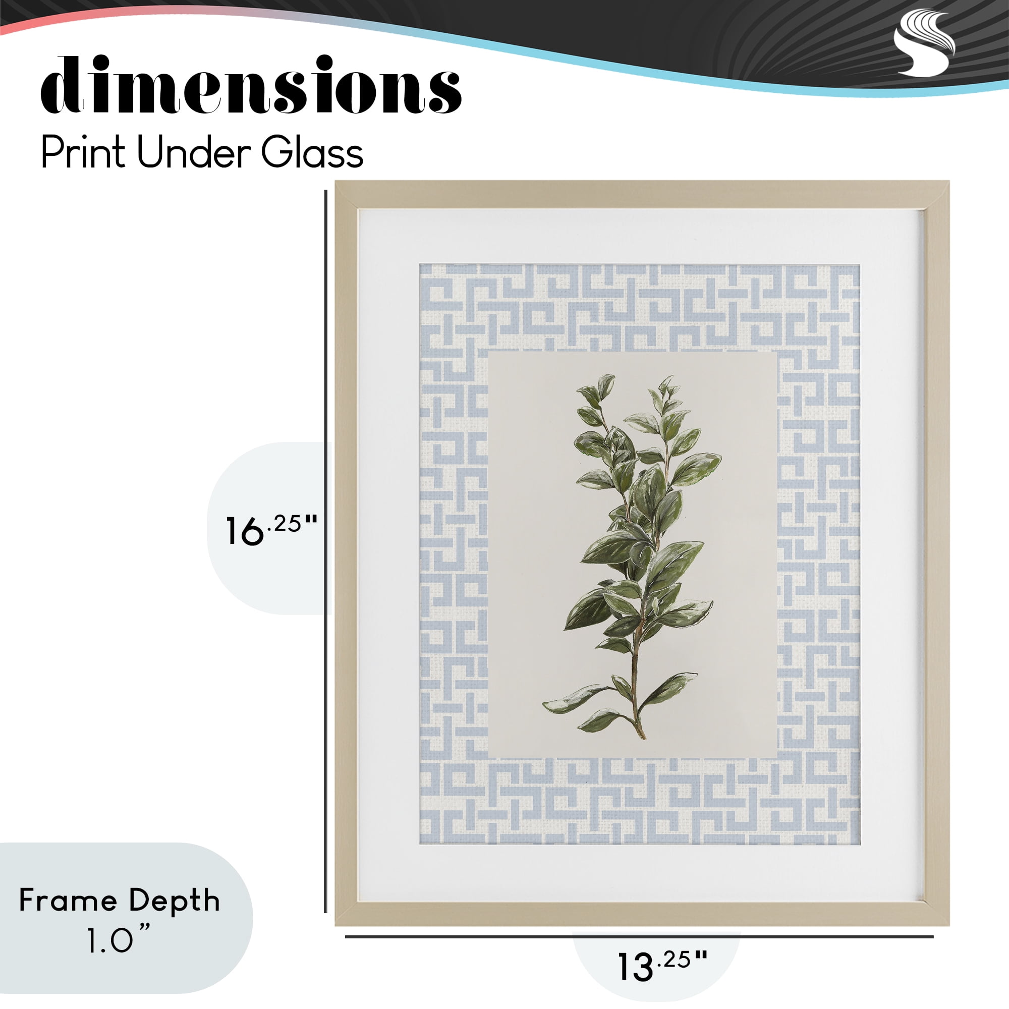 Stupell Industries Fresh Herb on Geometric Birch Framed Print Under Glass, design by Diannart
