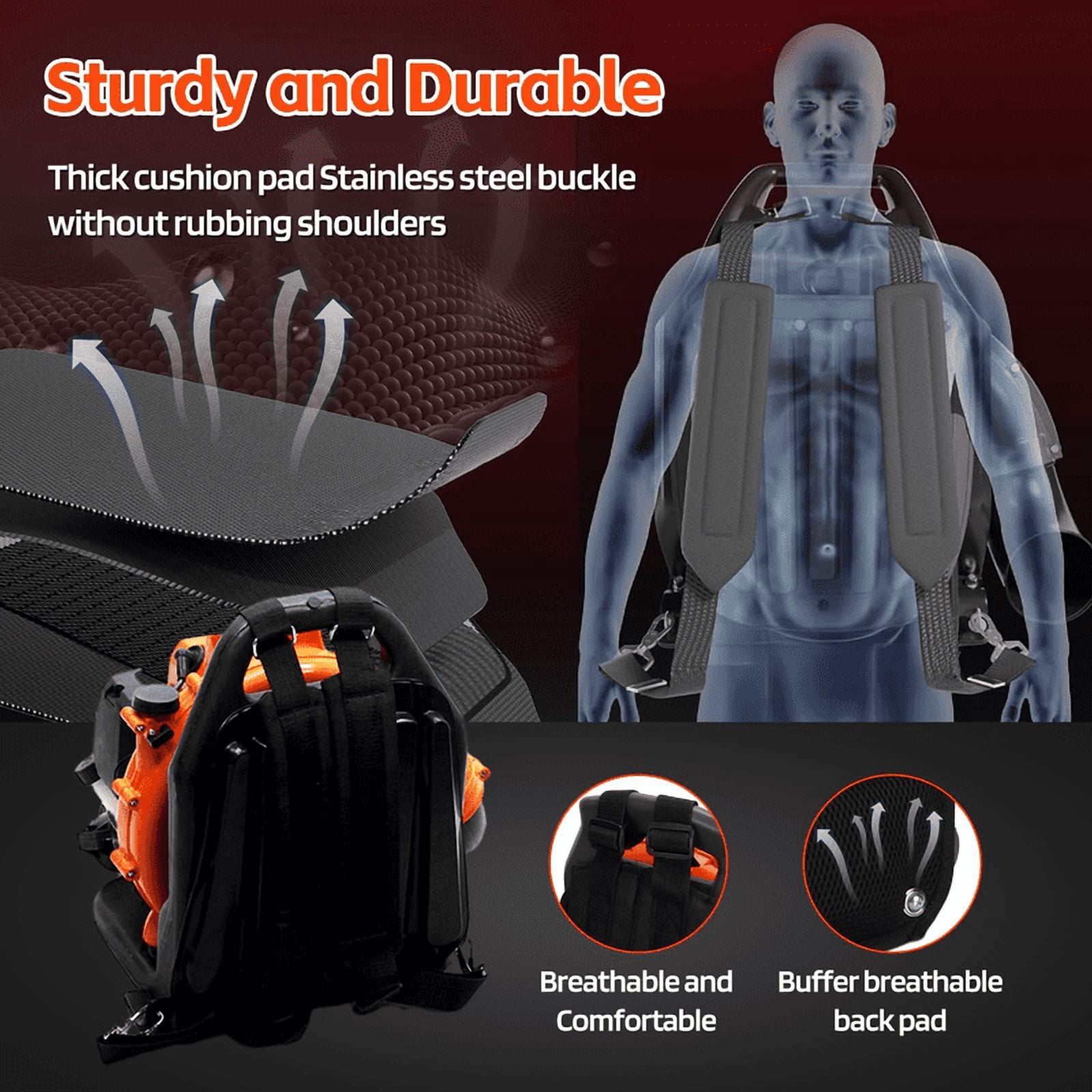 Gas Leaf Blower, 52CC 1.7 HP 2-Stroke Backpack Leaf Blower, 550 CFM , 200 MPH , Powerful Clearing Performance and Ergonomic Harness System