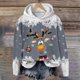 thumbnail image 2 of WILLBEST Sudadera de Mujer con Capucha, Estilo Casual, con Estampado Navideño de Ciervos con Cabeza Grande y Copos de Nieve Cuello Redondo, Manga Larga y Diseño Ligero XX-Grande, 2 of 4