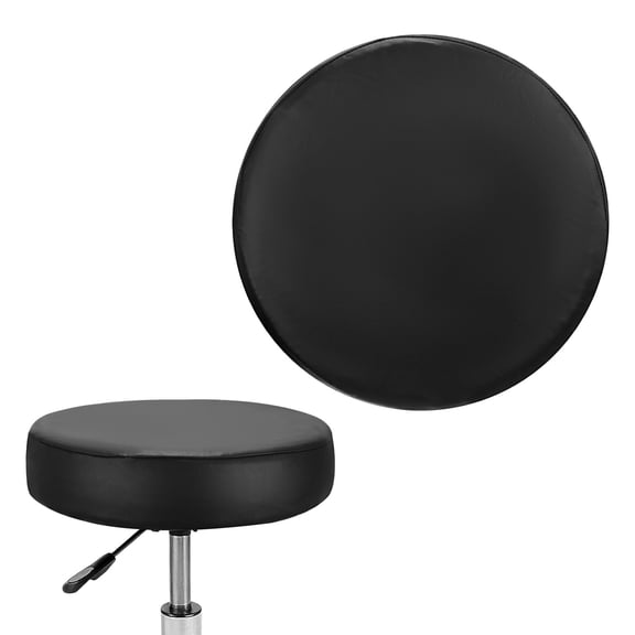 Uxcell 1 Pack Bar Stool Covers Round for 12-14" Chair Waterproof PU Seat Covers with Elastic Bands Black