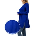 thumbnail image 5 of J. METHOD Women’s Knit Sweater Long Sleeve Round Neck Thermal Waffle Warm Casual Tunic Pullover Side Slit Knitted Top NEWT392 Denim Blue S, 5 of 5