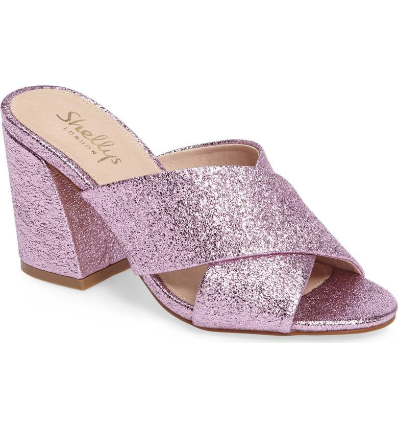 pink sparkly block heels