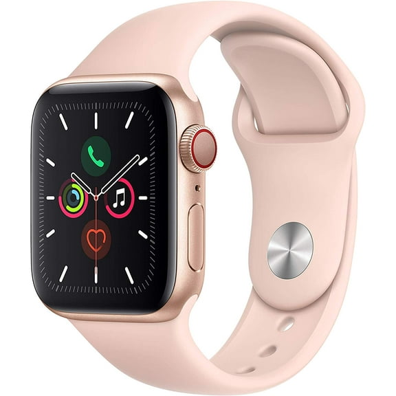 Apple Watch Series 5 (GPS)   Cellular 40 mm Gold Aluminum Case with Pink Sand Sport Band, (Refurbished)